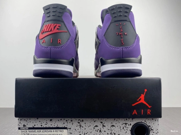 Bmlin Shoes 766296 Jordan (Friends Family) 4 and Purple Scott Travis LN4 Retro 0820
